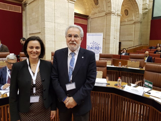 O presidnete do Parlamento de Galicia coa titular do Parlamento dos Azores e nova presidenta da CALRE